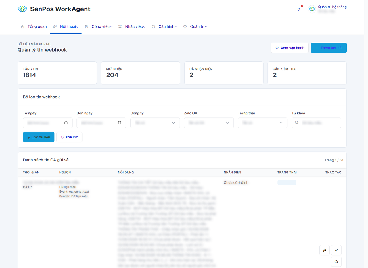 Ảnh chụp màn Tin webhook